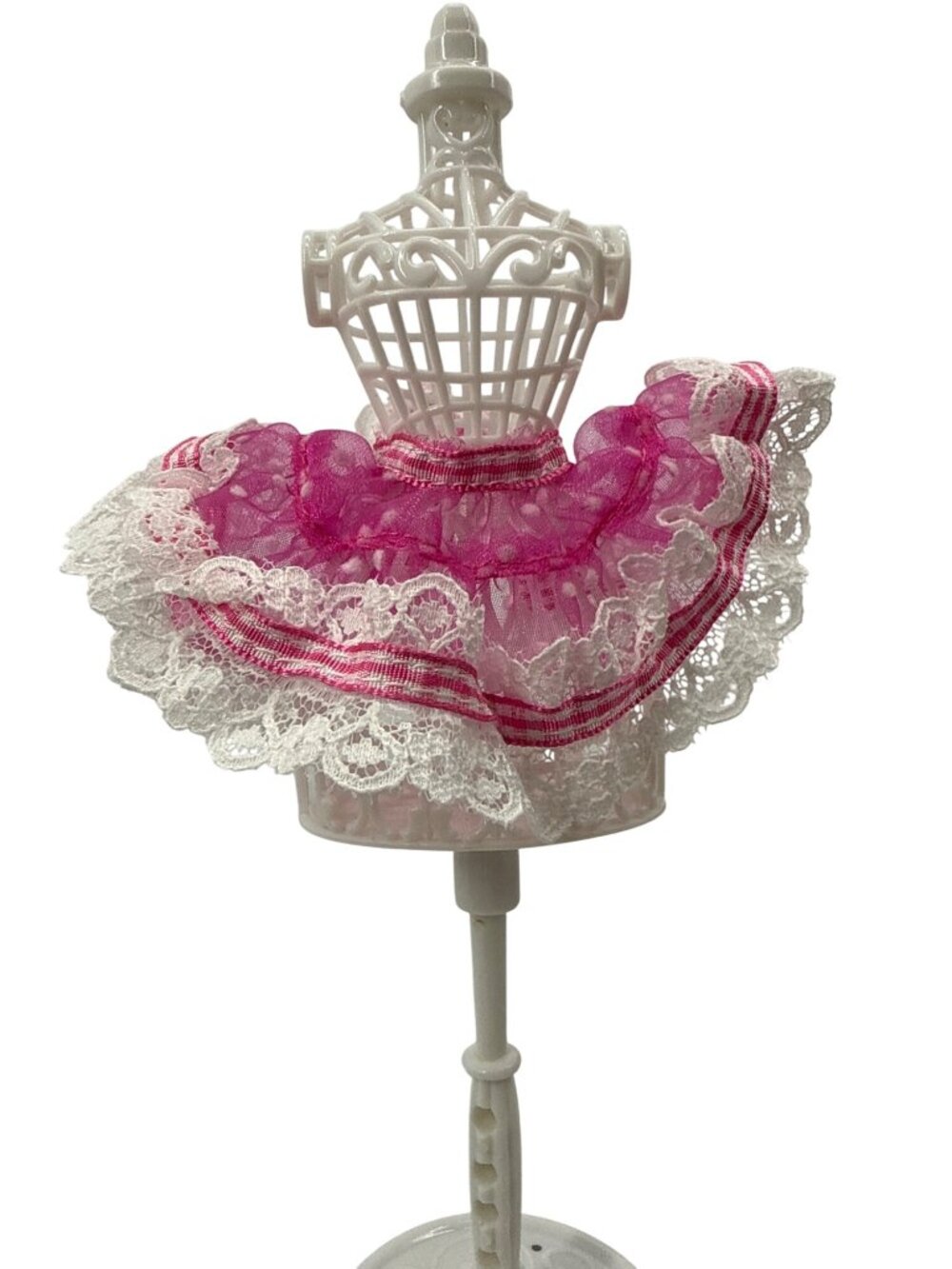 Pink White Lace Ruffle Tutu Skirt Fashion Doll Clothes Coquette Balletcore